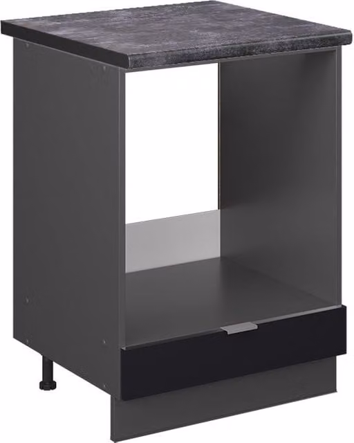 Armario para horno empotrado Vicco Fame-Line con puertas de cierre suave en color antracita y rayas negras