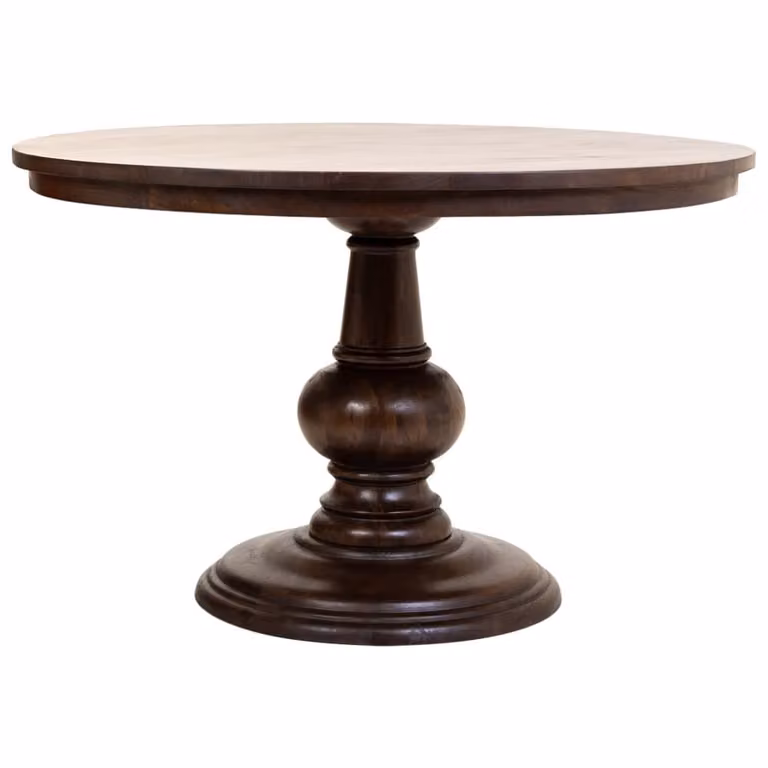 Mesa de comedor redonda Wanderlust deco de madera de mango en color marrón, Diámetro: 120 cm, Altura: 77 cm