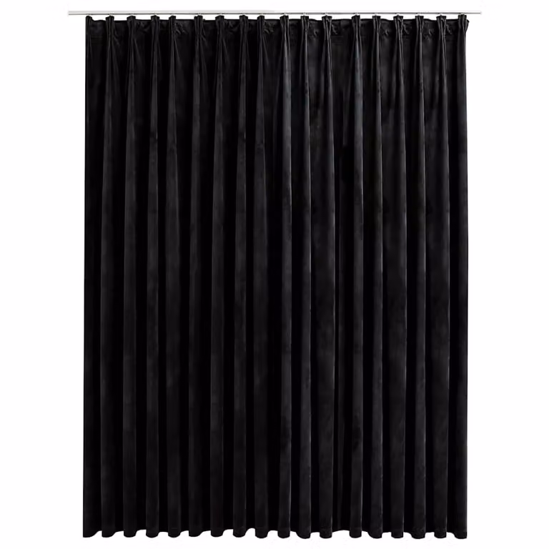 Cortina opaca de terciopelo vidaXL con ganchos, color negro, An x Al: 290 x 245 cm