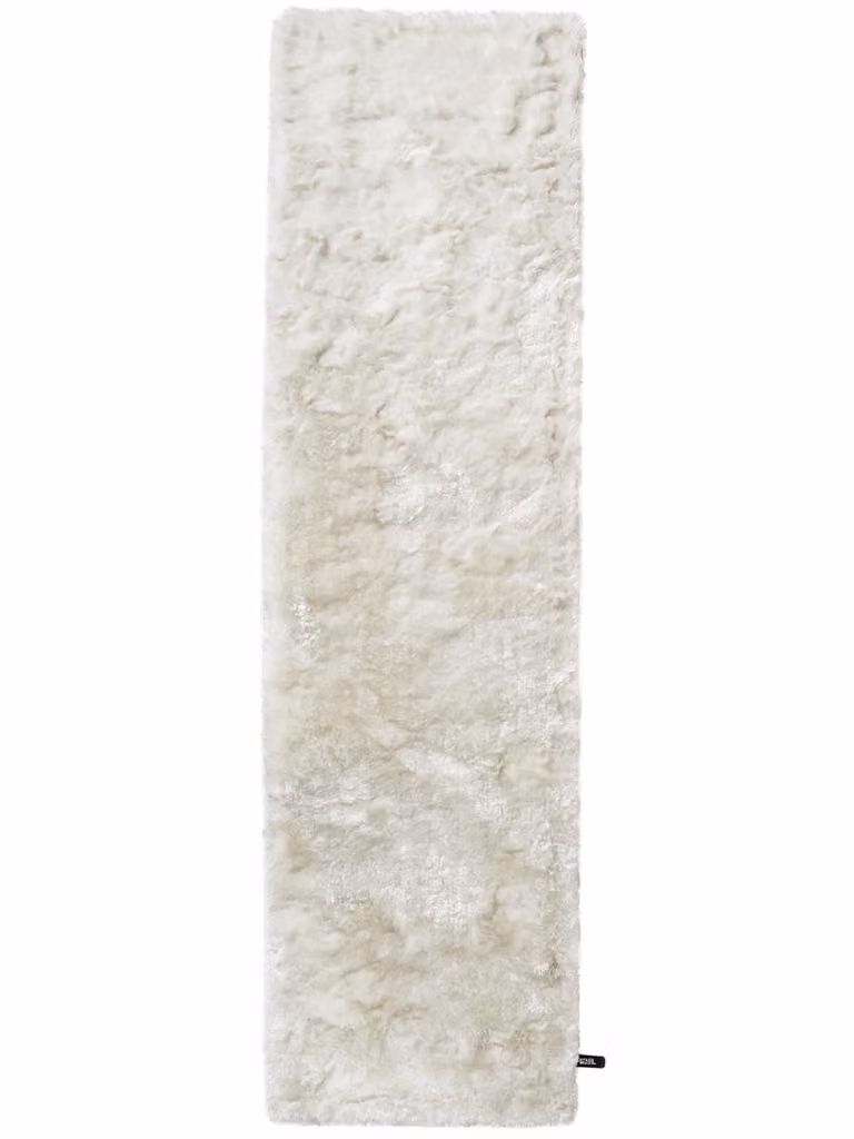 Alfombra de pelo largo Benuta en color blanco, diseño minimalista de piel sintética, An/P: 80 x 300 cm