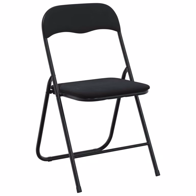 Set de 8 sillas plegables vidaXL en terciopelo negro, An/P/Al: 48 x 44 x 78 cm
