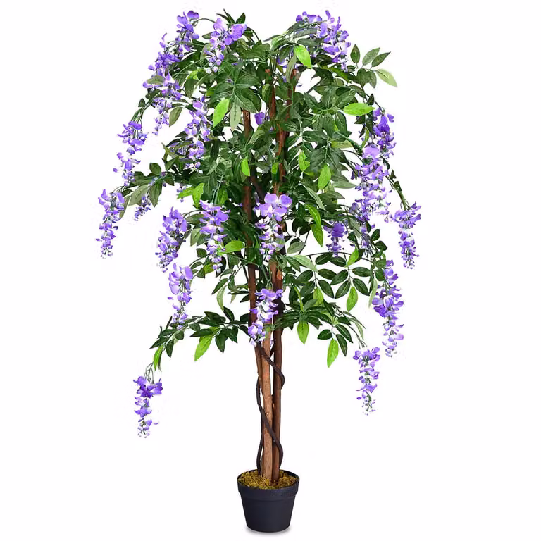 Árbol de glicina artificial Costway de 150 cm en color violeta para decoración de interiores, oficinas o bodas
