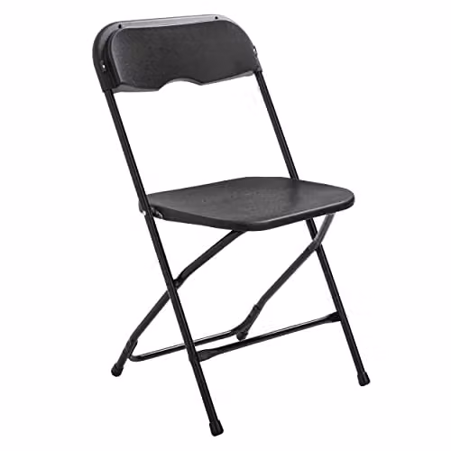 Silla plegable Rekkem en color negro con acabado mate y estructura de metal y plástico