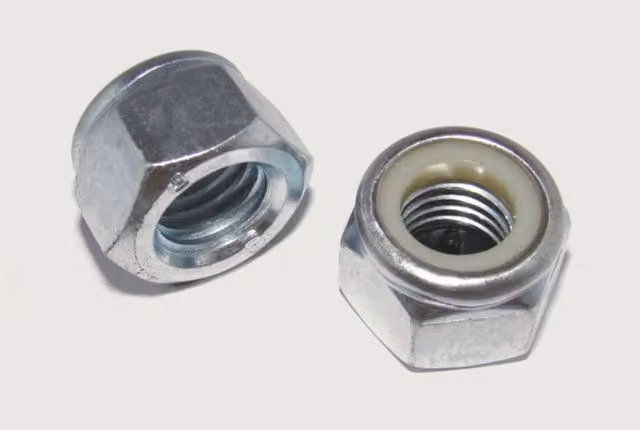 Tuercas Autoblocantes Hexagonales Métricas FPLUS de Acero Zincado Color Plata