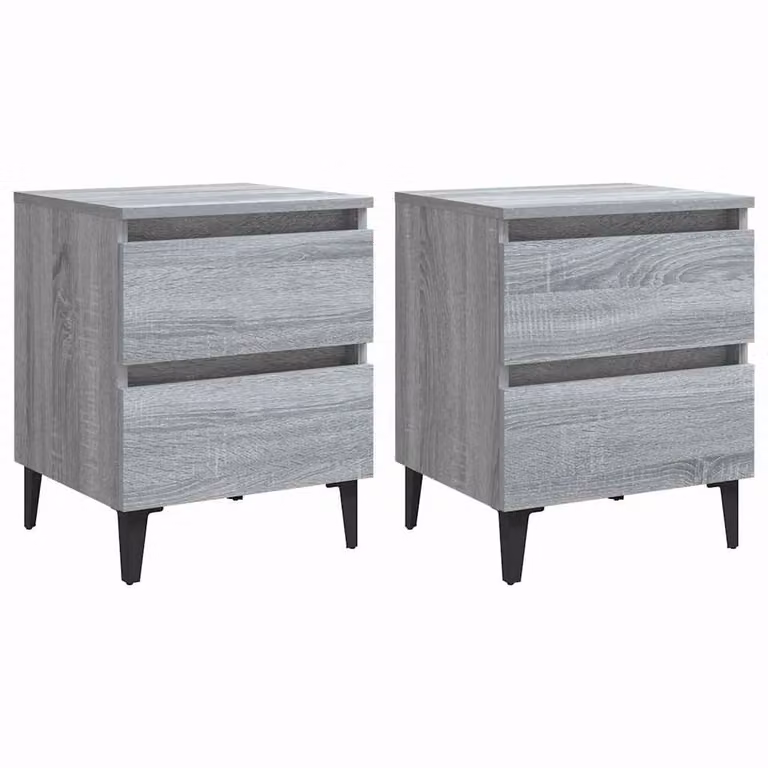 Set de 2 mesitas de noche vidaXL modernas en color gris y beige con patas de metal, An/P/Al: 40 x 35 x 50 cm