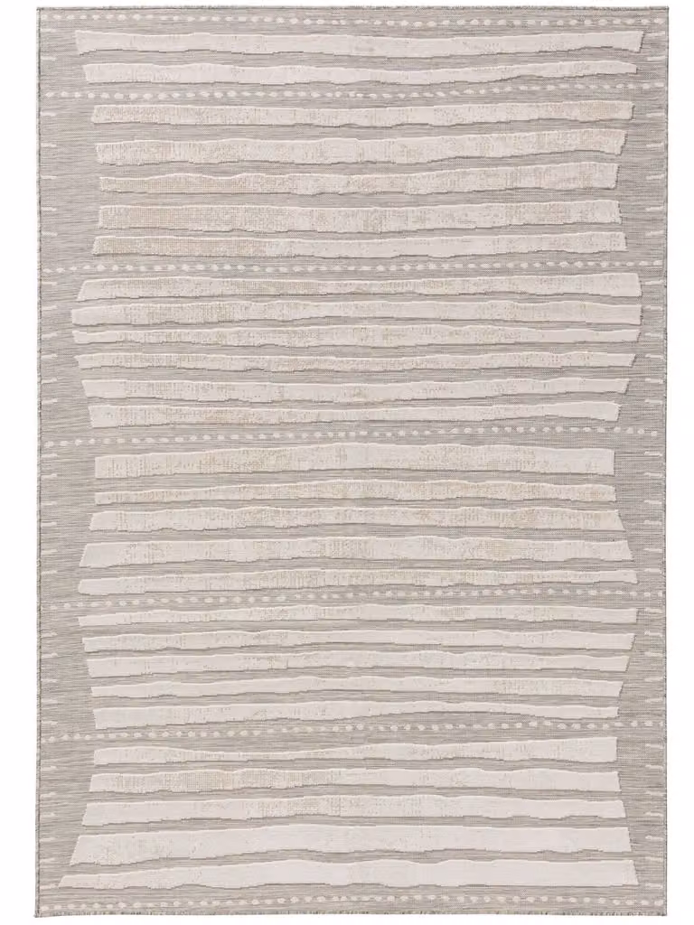 Alfombra Benuta de exterior e interior beige con diseño de rayas, An/P: 320 x 420 cm