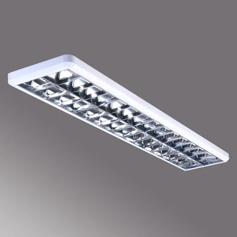 Lámpara de techo LED moderna G & L Handels GmbH con rejilla, color blanco y cromo, atenuable, para oficina o casa, Largo: 154,5 cm