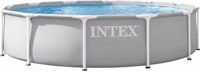 Piscina tubular redonda Intex de acero gris con depuradora de cartucho An/P/Al: 366 x 366 x 76 cm