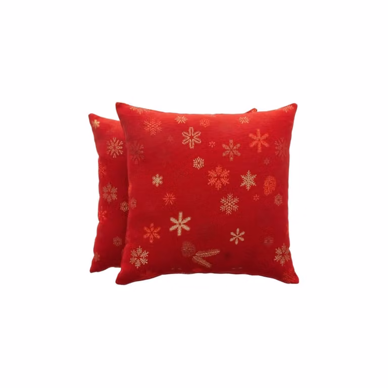 Lote de 2 fundas de cojín navideñas Gamusi de jacquard en algodón y poliéster, color rojo, 45 x 45 cm