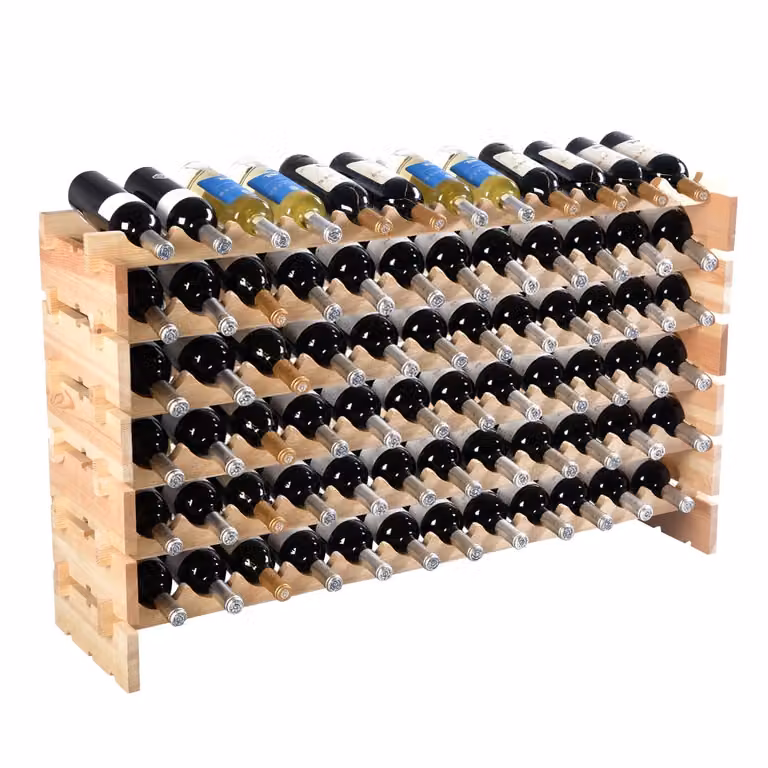 Estante de vino Costway de madera de pino color marrón para 72 botellas con diseño moderno para bodega o bar en casa