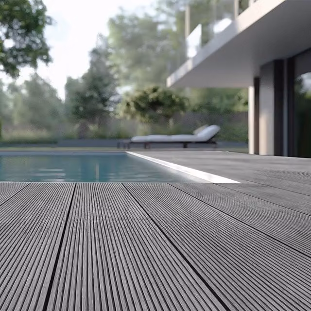 Juego completo de tarimas de WPC SAMANA con subestructura Home Deluxe en gris claro de 10m²