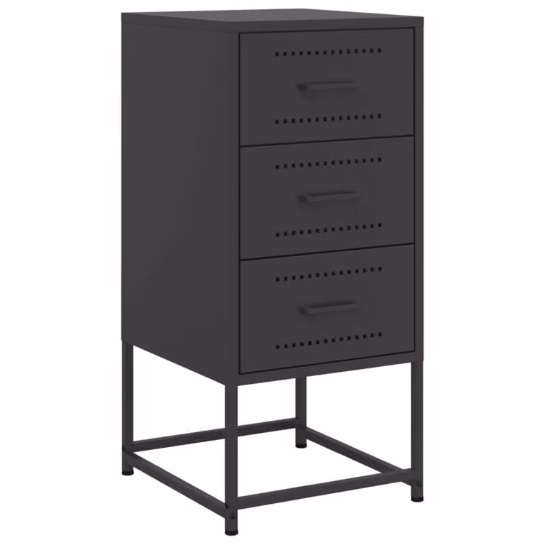 Mesita de noche de pared vidaXL en metal negro mate de estilo industrial An/P/Al: 36 x 39 x 78 cm