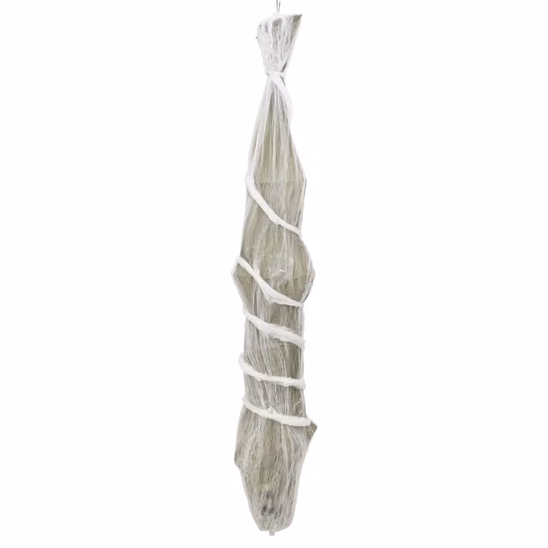 Cadáver colgante en capullo SPOOKA de vidaXL para Halloween en color verde y blanco, Altura: 180 cm, de espuma y tela