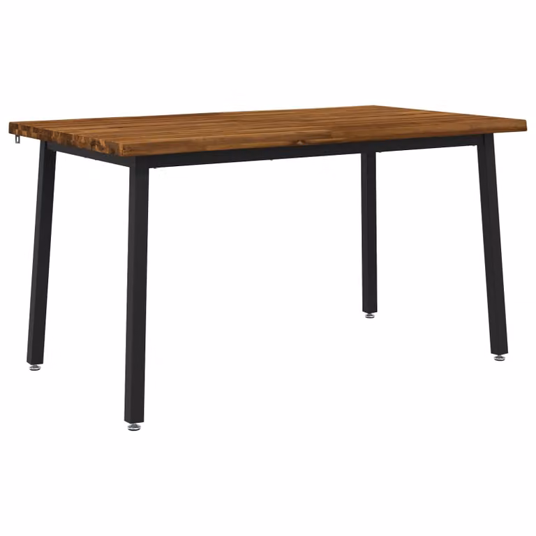 Mesa de comedor moderna vidaXL de madera de acacia con borde natural y patas de metal, An/P/Al: 120 x 90 x 75 cm