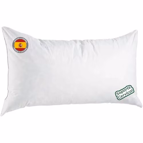 Almohada Aznar de fibra hueca siliconada antialérgica y transpirable con firmeza media en color blanco, An/P/Al: 105 x 5 cm