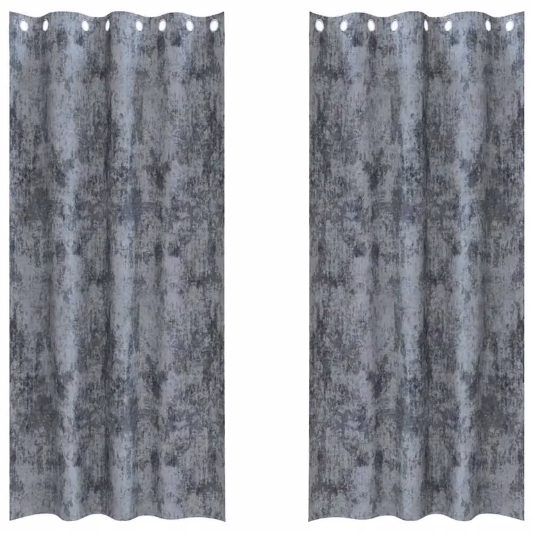 Set de 2 cortinas de terciopelo opacas vidaXL en gris plata con aislamiento térmico, An/Al: 140 x 260 cm