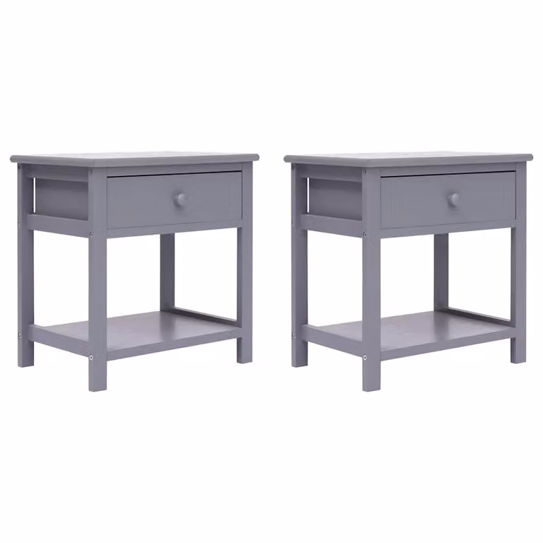 Set de 2 mesitas de noche vidaXL de madera de paulownia en color gris, An/P/Al: 40 x 29 x 42 cm