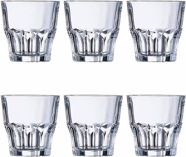 Set de 6 vasos bajos Granity de Arcoroc en vidrio transparente de 20cl, aptos para microondas y lavavajillas