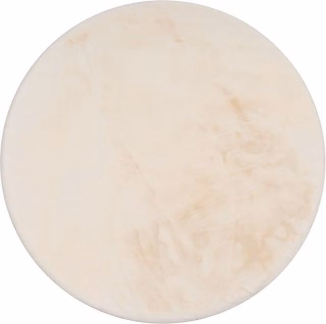 Alfombra de piel sintética Fluffy Deluxe color beige, forma redonda, Diámetro: 120 cm