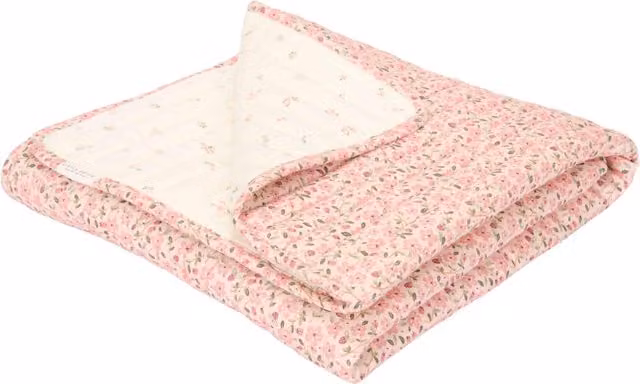 Colcha reversible de algodón orgánico Little Dutch Fairy Floral & Fairy Blossom para cuna, color rosa