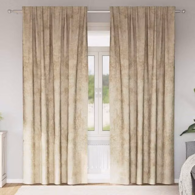 Set de 2 cortinas de terciopelo vidaXL en color beige con ojetes, opacas y térmicas, An/Al: 140 x 225 cm