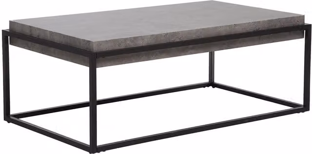 Mesa de centro rectangular Beliani con tablero efecto hormigón gris y estructura de metal negro de estilo industrial An/P/Al: 115 x 64 x 44 cm