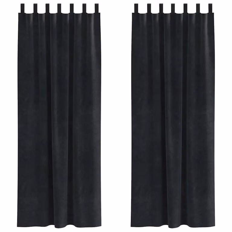 Set de 2 cortinas blackout de terciopelo vidaXL en color negro, An/Al: 140 x 260 cm