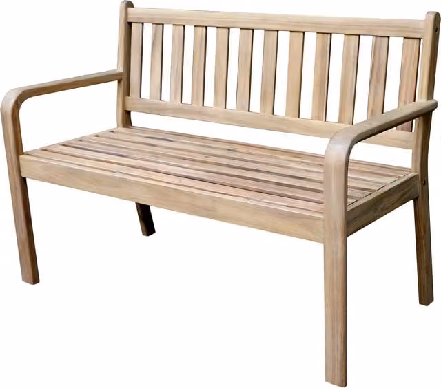 Banco de jardín con respaldo Riveo de Goodhome en madera de acacia color marrón