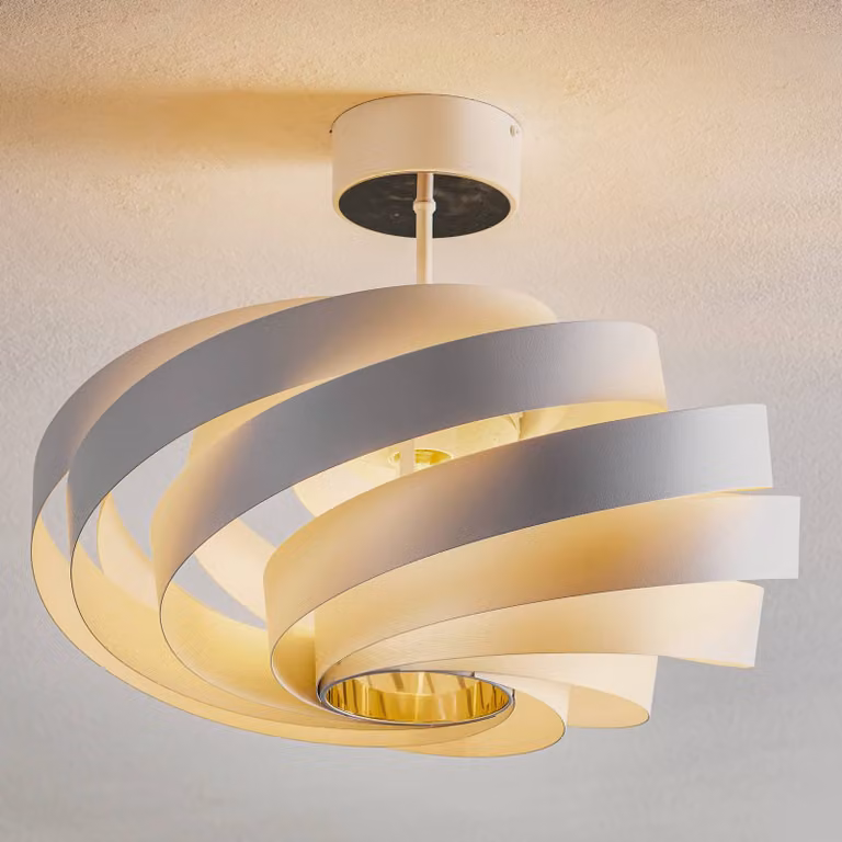 Lámpara de techo Tori de Domiluce, diseño moderno en metal blanco, atenuable
