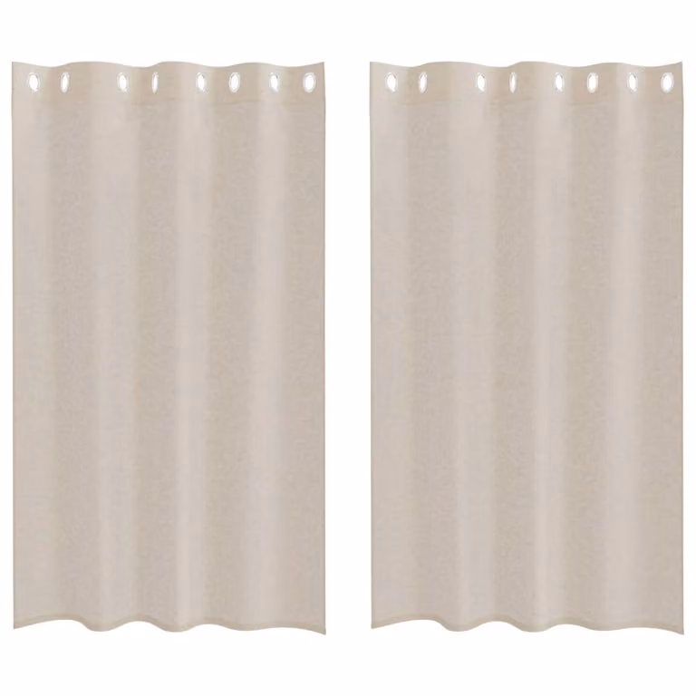 Set de 2 cortinas de voile vidaXL en color arena y beige, fabricadas en poliéster semitransparente con diseño liso y moderno, An/Al: 175 x 140 cm