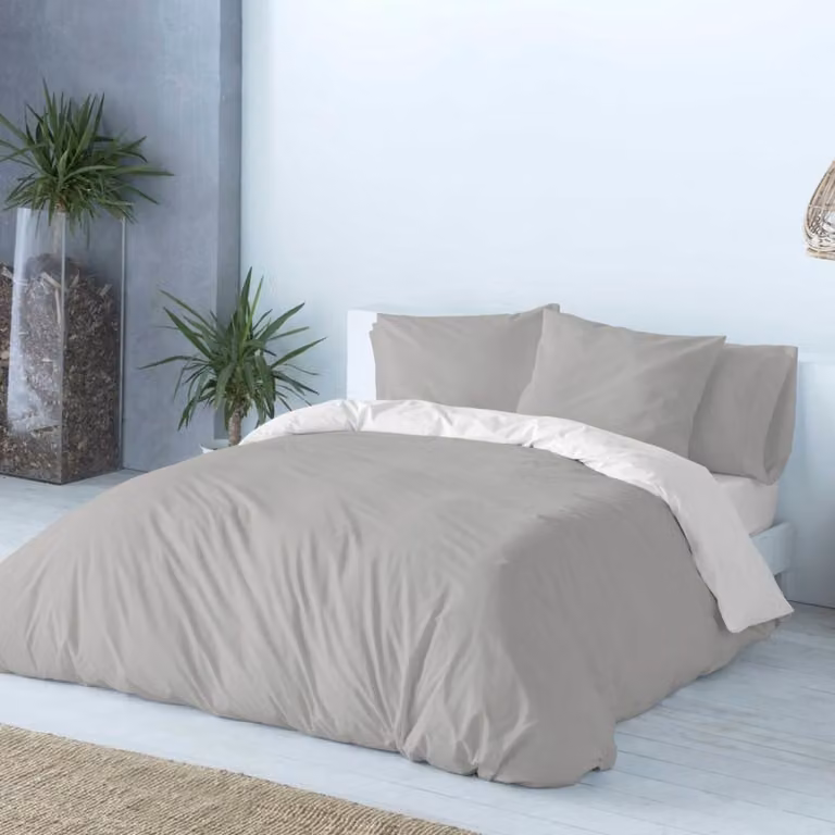 Funda nórdica reversible NAF NAF de algodón en gris y blanco, 155 x 220 cm