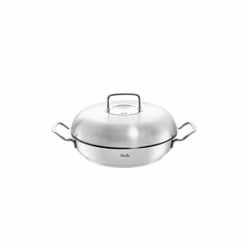 Sartén de servir Fissler Original-Profi Collection de acero inoxidable con tapa, capacidad 3,0 l y diámetro 28 cm, color plata