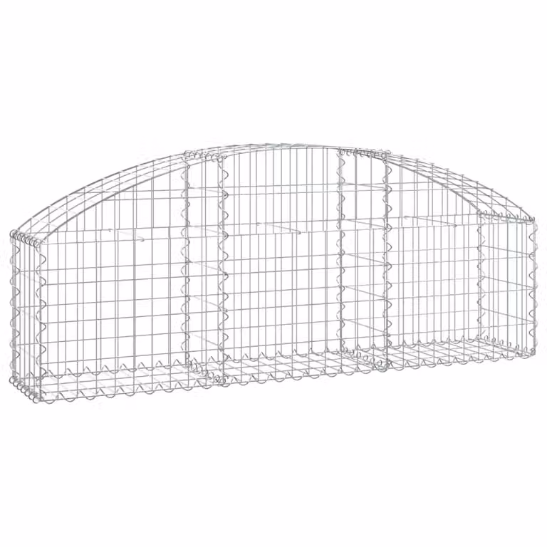 Cesta de gaviones con forma de arco vidaXL en hierro galvanizado color gris plata An/P/Al: 150 x 30 x 40/60 cm