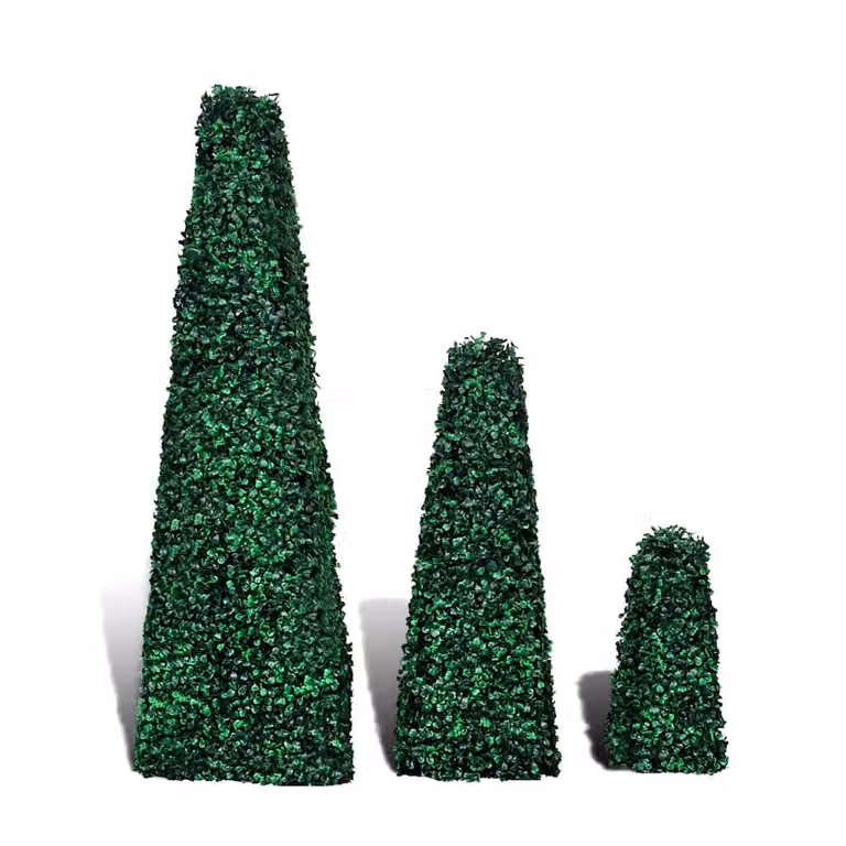 Set de 3 pirámides de boj artificiales verdes vidaXL para decoración de jardín y mesa