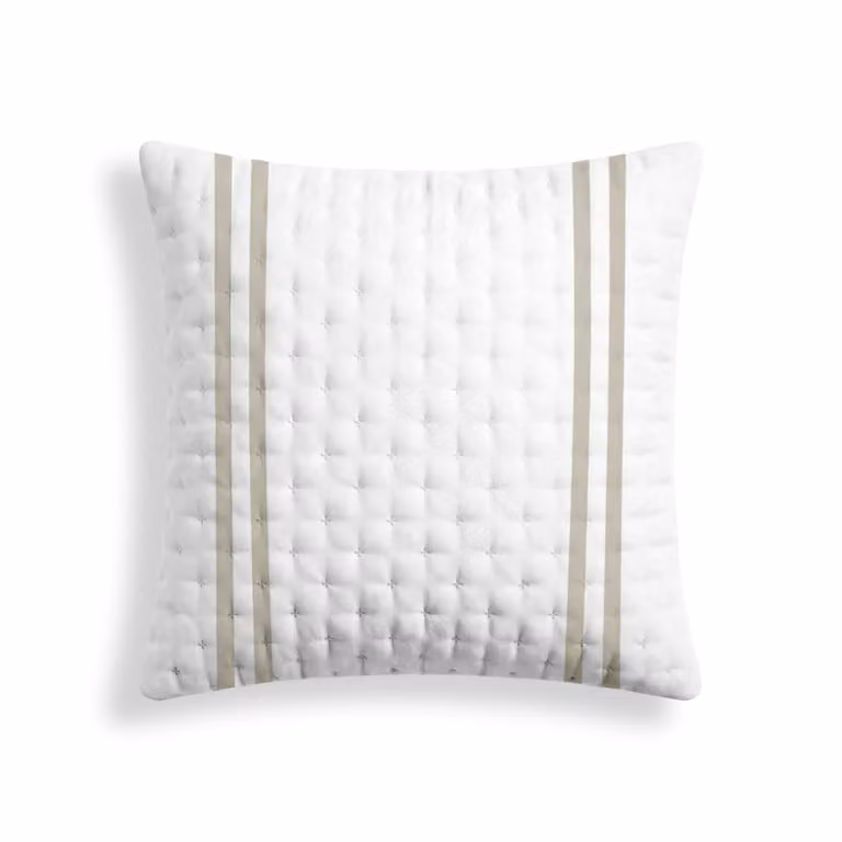 Funda de almohada reversible con diseño de rayas en beige y blanco, cierre de sobre, de poliéster, 65 x 65 cm