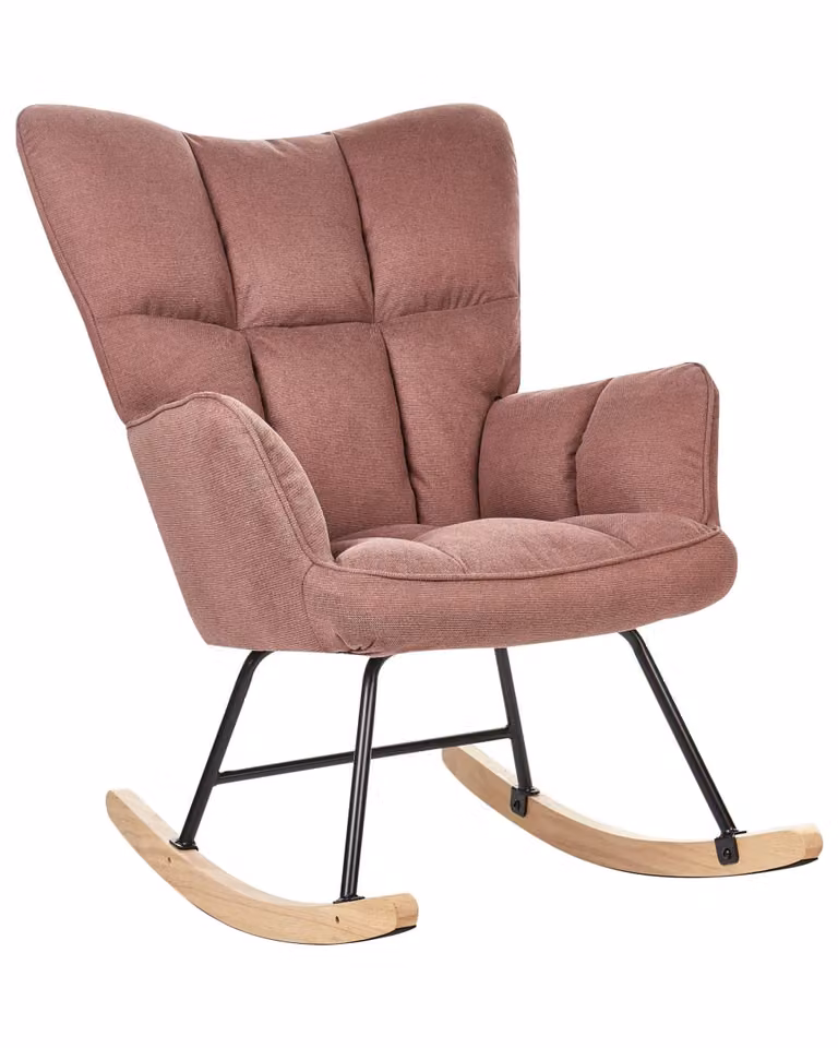 Mecedora Beliani de estilo retro en tela rosa para salón o dormitorio