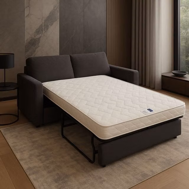 Colchón Firme para Sofá Cama Literie Julien con Alèse, 5 Zonas de Confort, Relleno de Poliéster y Núcleo de Látex HR, Transpirable y Reversible, Blanco, An/P/Al: 140 x 200 x 10 cm