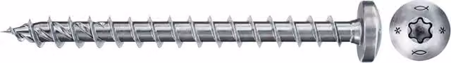 Tornillos para madera Fischer Power-fast II FPF II PTF con cabeza hexagonal y estrella Torx TX20, rosca completa, acabado galvanizado azul pasivado, 3,5 x 15 mm
