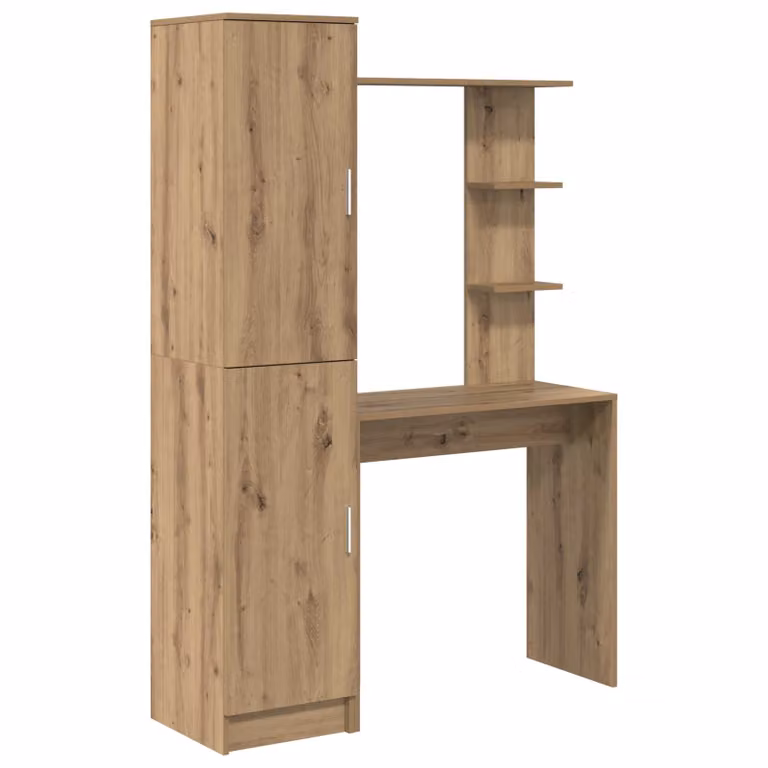 Set de 2 escritorios modernos vidaXL con estante de almacenamiento en color roble marrón para oficina en casa