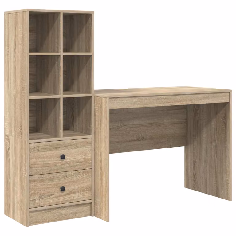 Set de 2 Escritorios Modernos vidaXL en Roble Sonoma para Oficina en Casa, An/P/Al: 145.5 x 50 x 127 cm