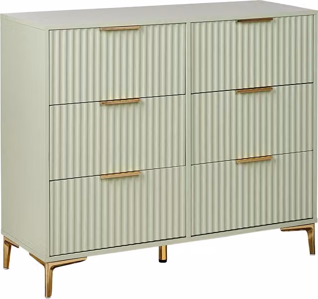 Cómoda de 6 cajones Walcott Beliani en color verde y dorado