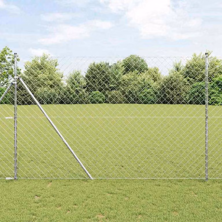 Poste de fijación de suelo Syfax para cercas de malla de acero galvanizado plateado An/P/Al: 10 x 160 x 210 cm