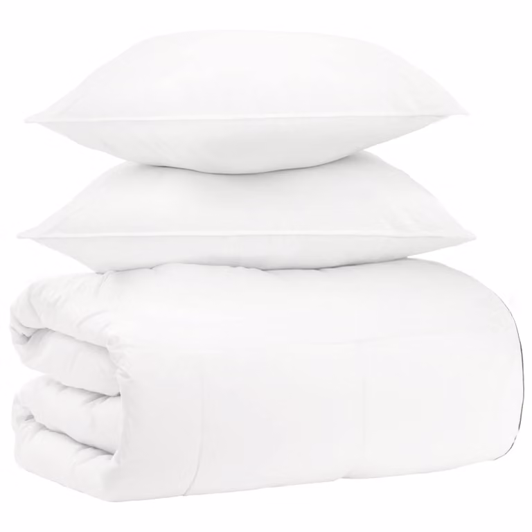 Juego de edredón y almohadas de 3 piezas vidaXL en color blanco, fabricado con bambú y algodón transpirable