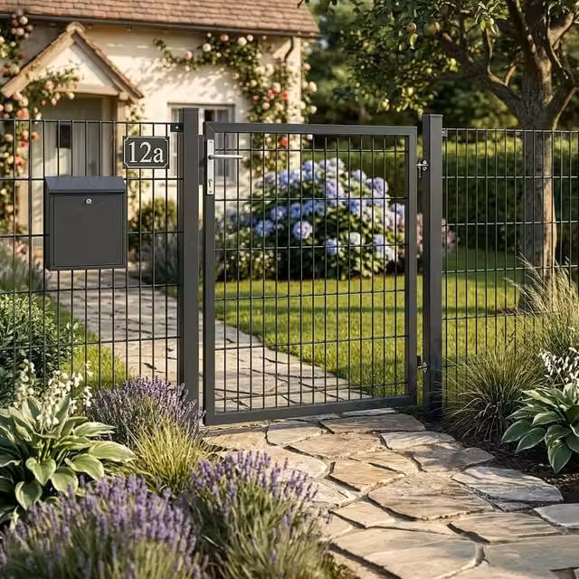 Puerta de jardín para valla de doble piquete Home Deluxe PORTARIUS, Ancho: 100 cm, color antracita