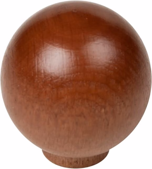 Pomo de madera de haya lacada Nesu en forma de bola de 30 mm color marrón