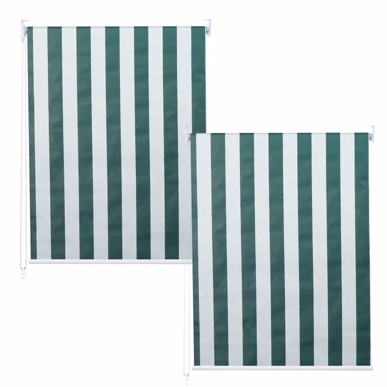 Juego de 2 estores enrollables Mendler opacos y térmicos, diseño de rayas, color verde y blanco, An/P/Al: 120 x 230 cm
