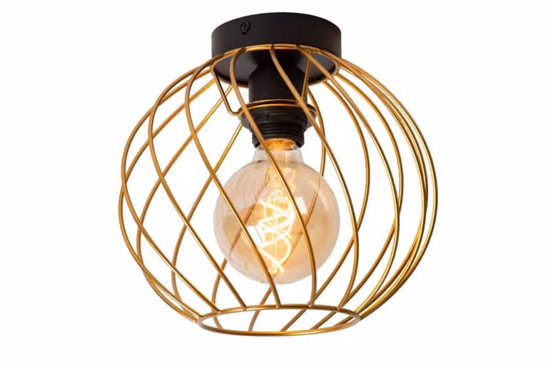 Lámpara de techo Lucide de metal con diseño de esfera en color oro mate y latón para e27