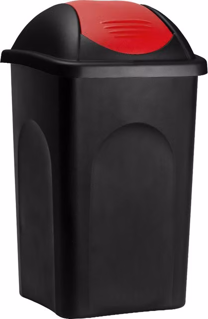 Cubo de basura Stefanplast de plástico con tapa swing y filtro de olores, multicolor negro y rojo, An/P/Al: 41 x 41 x 68 cm, 60 L
