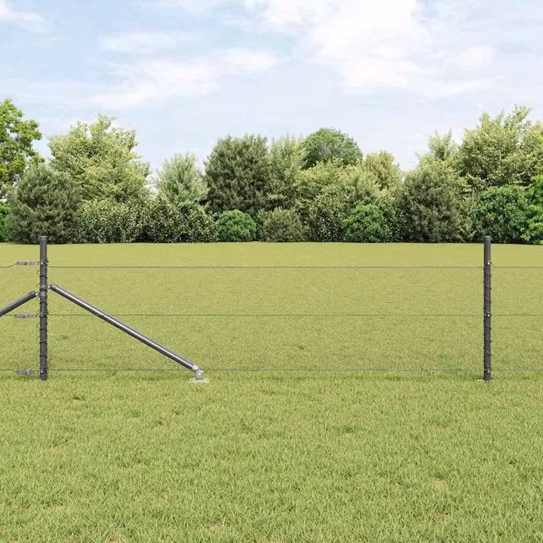 Valla hexagonal Syfax de acero recubierto de PVC con poste gris de 10 x 0,4 m