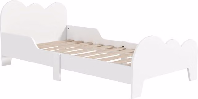 Cama infantil AIYAPLAY con diseño de nubes y barandilla de seguridad, color blanco, An/P: 140 x 70 cm